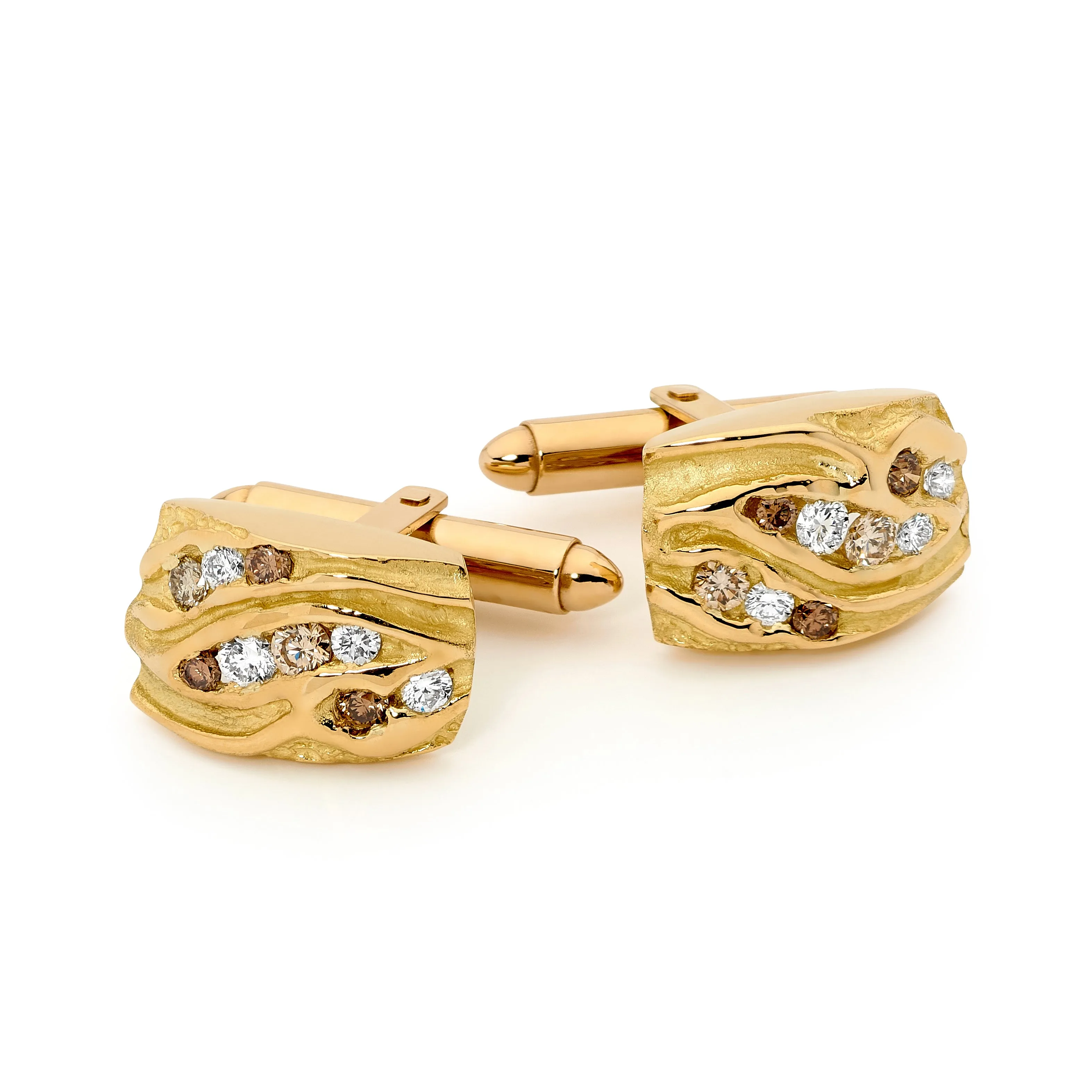 18ct Yellow Gold and Diamond Cufflinks