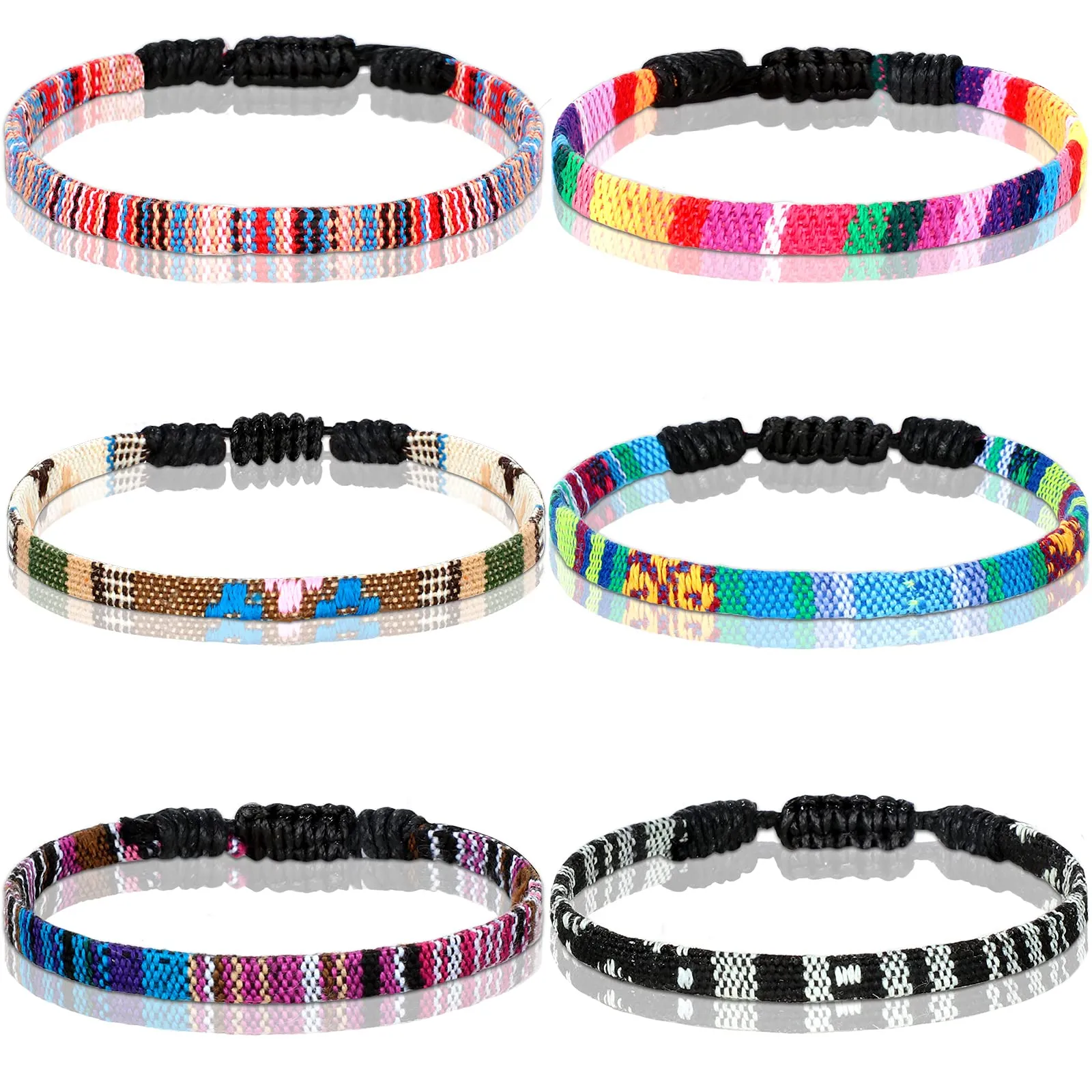 6 Pieces Ankle Bracelet Adjustable Boho Surfer Anklet Bracelet Thin Rope Unisex Handmade Beach Anklet Boho Colorful Ankle Bracelet Bohemia Anklet Chain Jewelry Festival Accessories Elegant Style
