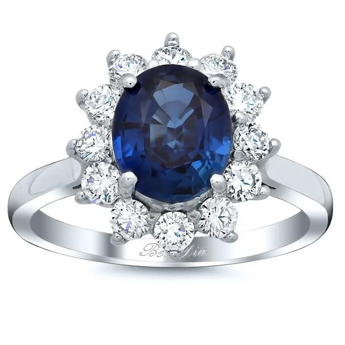 Blue Sapphire Halo Engagement Ring
