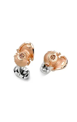 Deakin & Francis Sterling Silver Diving Helmet Cufflinks - Rose Gold Finish - C1132X0001