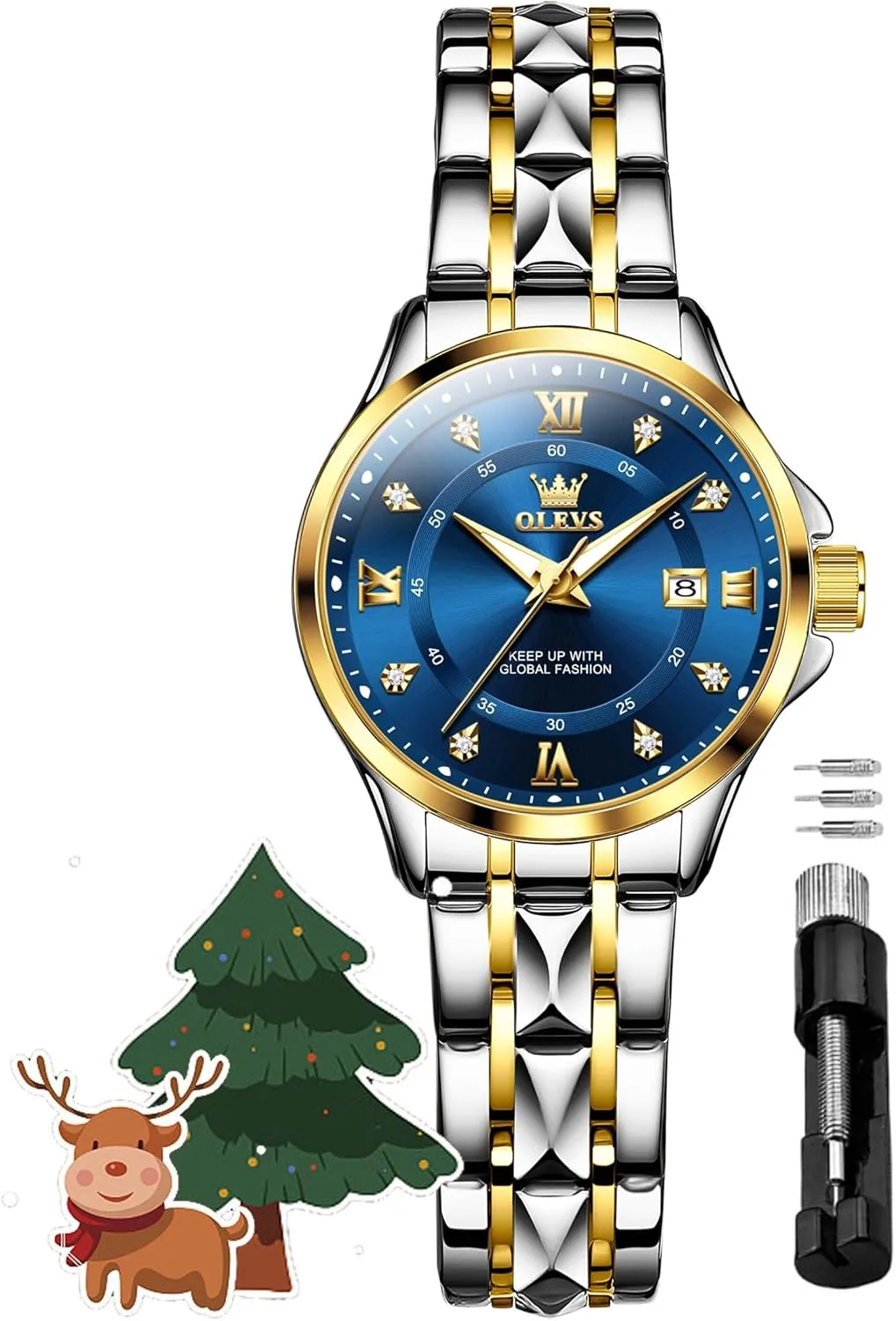 OLEVS Women's Watches Luxury Diamond Arabic Dial Wrist Watch for Women with Date Waterproof Stainless Steel Quartz Ladies Watch