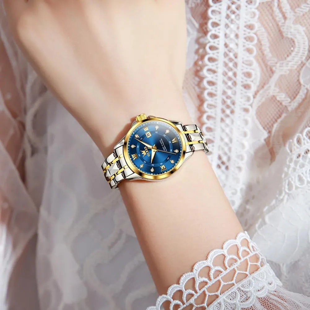 OLEVS Women's Watches Luxury Diamond Arabic Dial Wrist Watch for Women with Date Waterproof Stainless Steel Quartz Ladies Watch