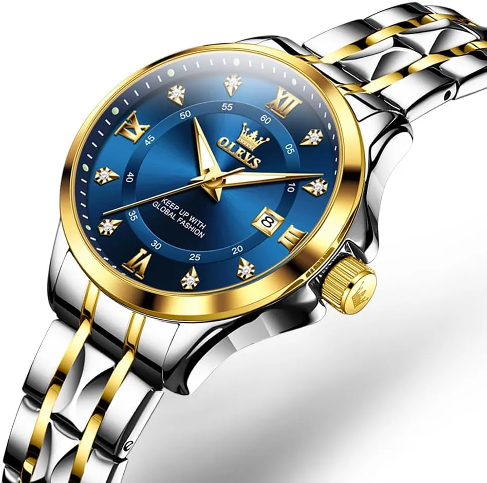 OLEVS Women's Watches Luxury Diamond Arabic Dial Wrist Watch for Women with Date Waterproof Stainless Steel Quartz Ladies Watch