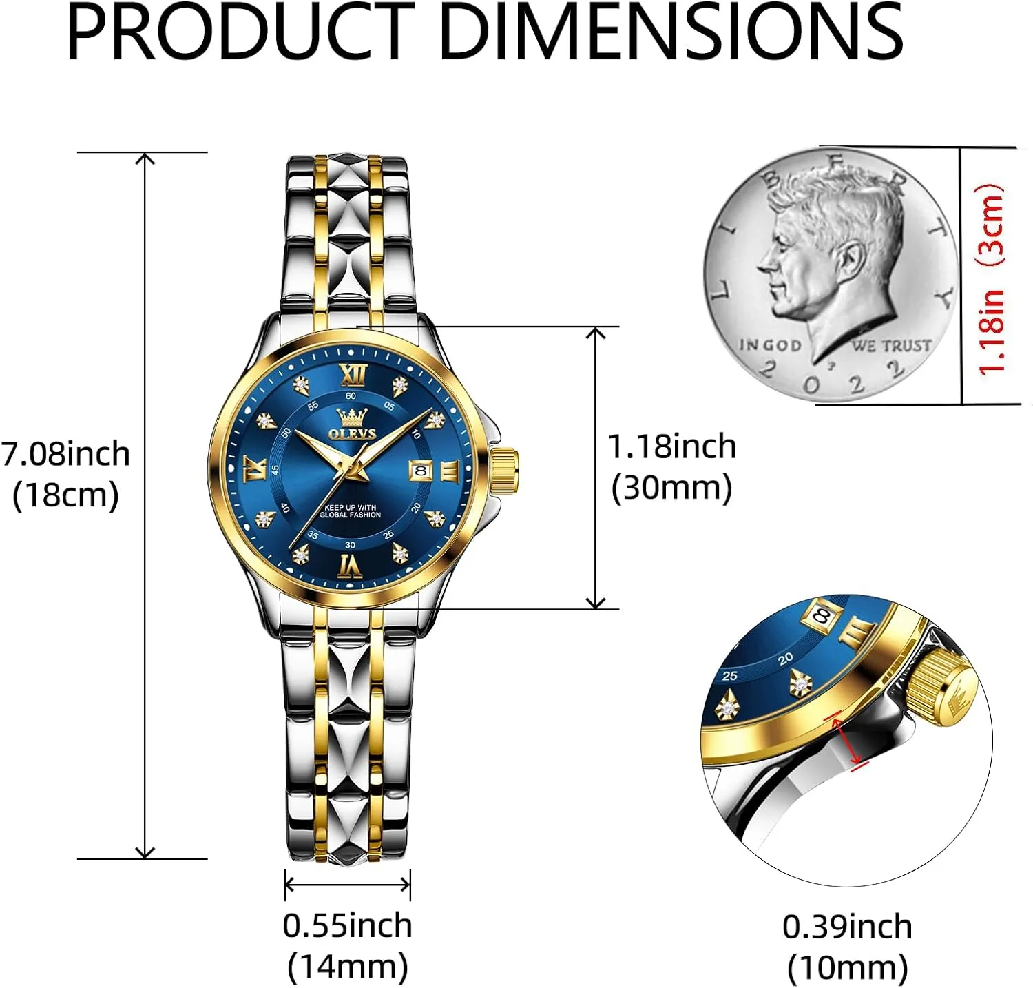 OLEVS Women's Watches Luxury Diamond Arabic Dial Wrist Watch for Women with Date Waterproof Stainless Steel Quartz Ladies Watch