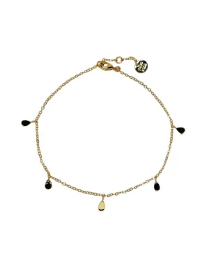 Pura Vida Teardrop Charm Chain Anklet in Gold