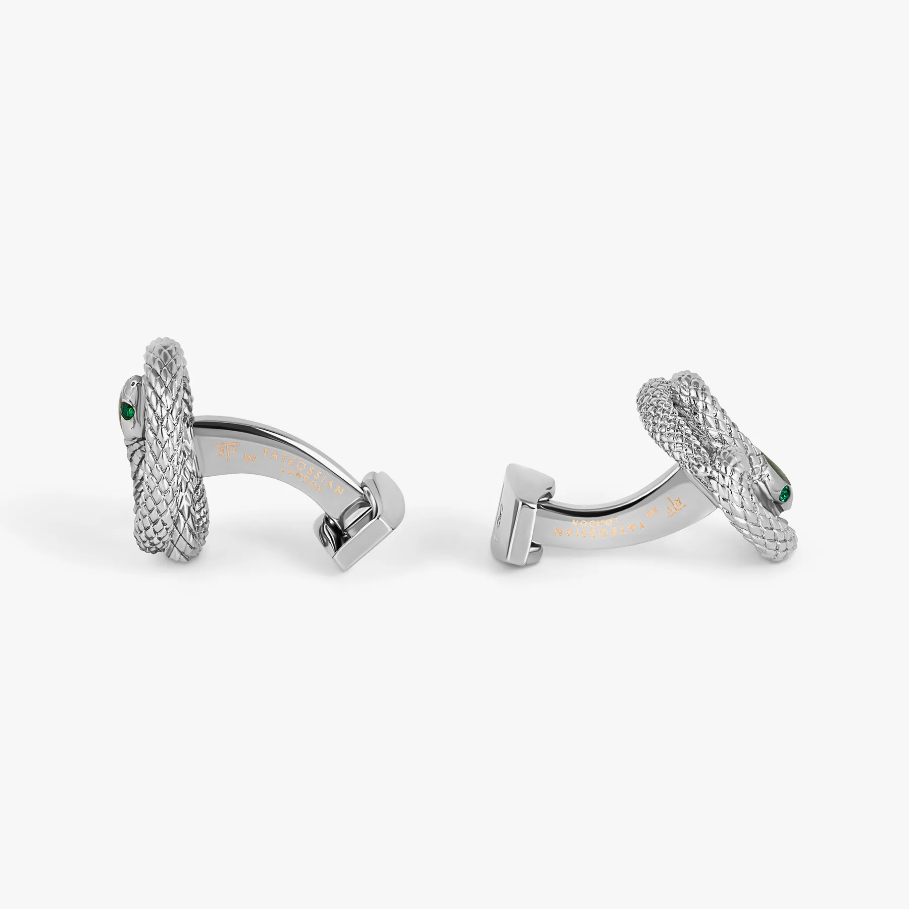 Viper Cufflinks in Palladium & Green Enamel