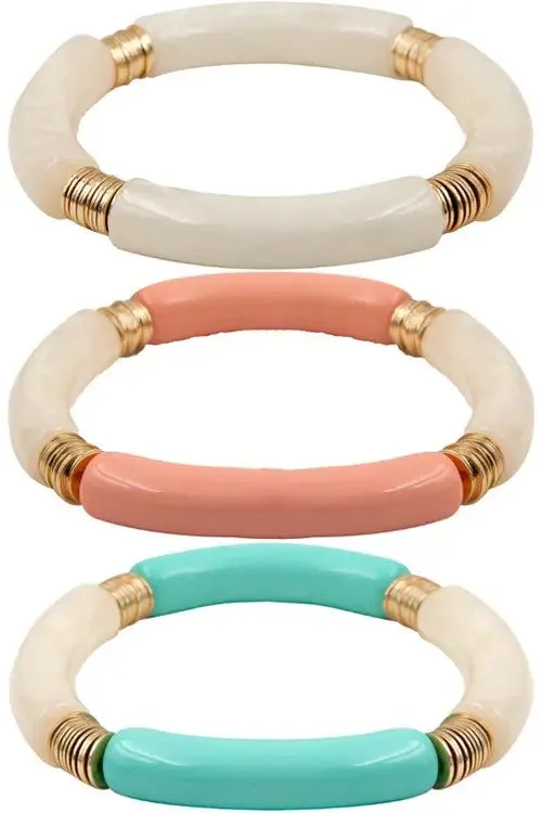 White & Gold Disk Bracelet