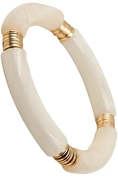 White & Gold Disk Bracelet