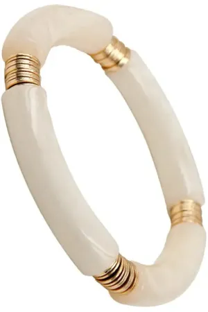 White & Gold Disk Bracelet